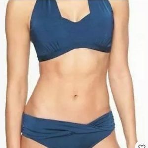 Athleta Aqualuxe Twist Bottom Bikini- S & 2 Way Bikini Top- 32D-DD